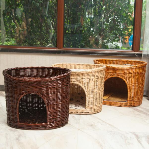 Buy cheap Rattan Furniture Kennel Two Level Wicker Cat House With Cushion Original Color from wholesalers