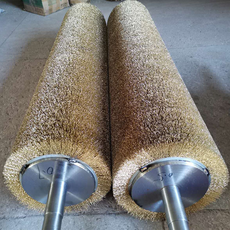 Brass Steel Wire Polishing Roller Brush For Heavy Industry Derusting