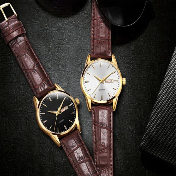 Buy cheap Dual Calendar Temperament Business Double Calendar Watch Men Couple Quartz Watch from wholesalers