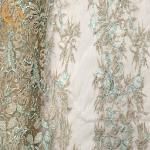 140Cm Width 3D Embroidery Lace Fabric With African Beaded 5 Yards