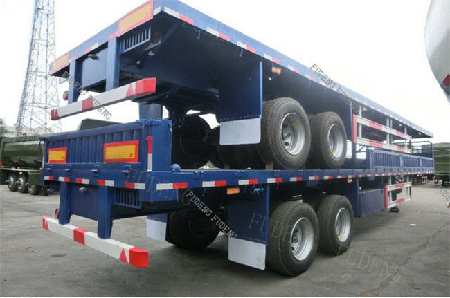 Single Hook Flatbed Container Trailer Double / Three Axles Type 50 Ton Capacity