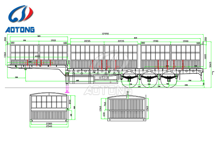 50Ton Leaf Spring Fence Cargo Transport Semi Trailer /Kin Pin 2''/3.5'' Bolt Type