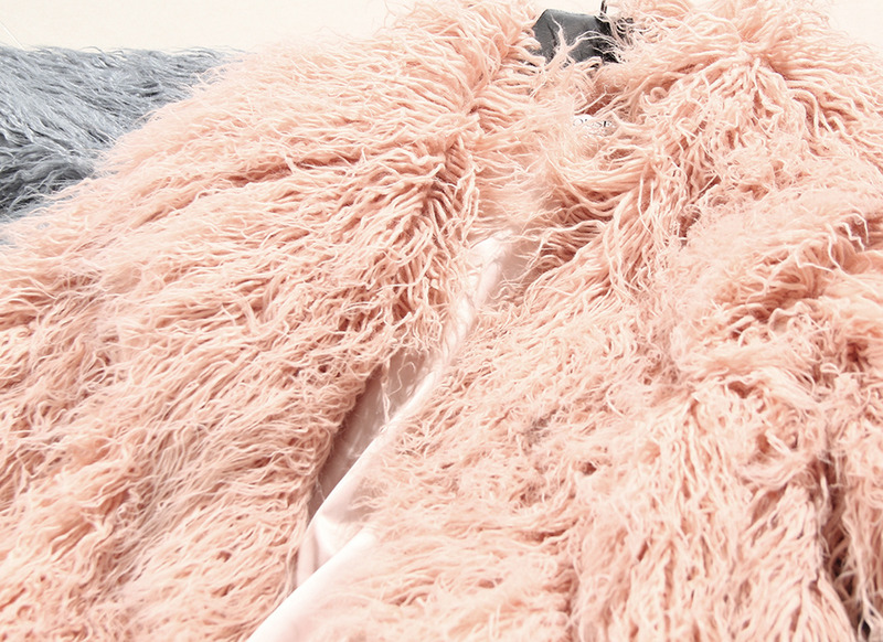 New Winter Style Fashion Woolen Faux Fur Collar Jackets Breathable Coated Fur Coat Women Winter