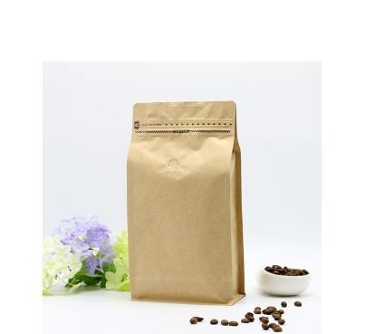 Side gusset flat bottom k paper food bag with zipper, stand up square bottom kraft paper nuts packaging bag