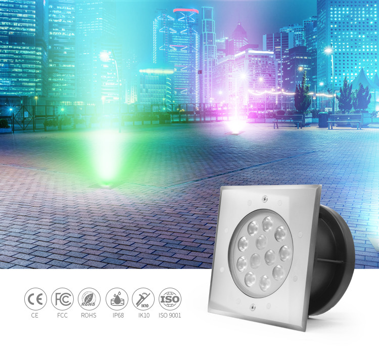 Color Changing Waterproof 9W External Control Park Light SS316L LED Ground Lights