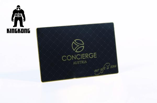 Buy cheap Rectangle Metal Gold Medal / CR80 Plated Matte Black Business Card With Etching Logo from wholesalers