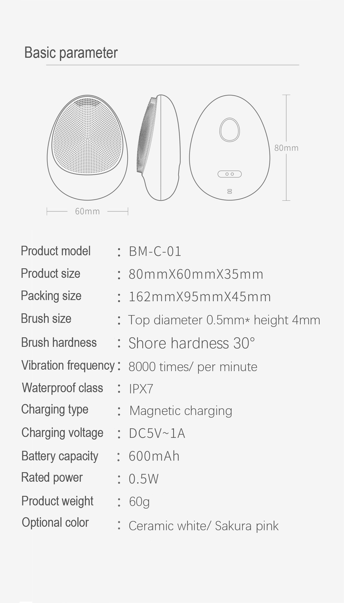 Waterproof IPX7 Skin Massage Ultrasonic Facial Cleaner High Frequency Vibration