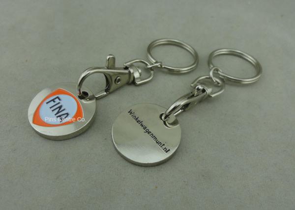 Brass , bronze , Iron Trolley Coin Keyring Single Or Double-Sided For Advertisem
