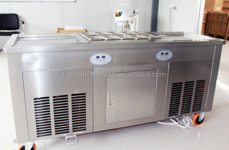 Double pan fried ice cream rolled machine