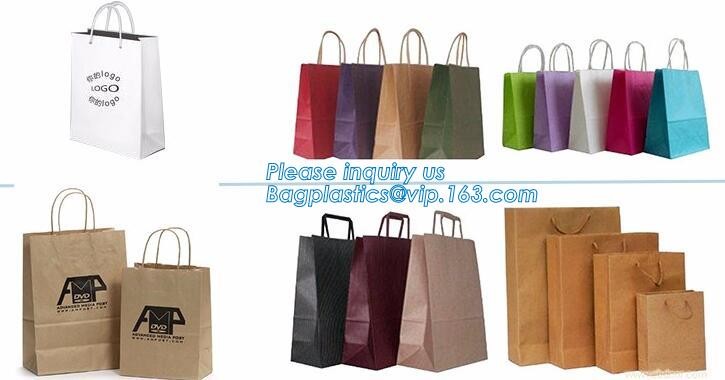 tea brown paper bag with logo print eco friendly With Ribbon Handles wine packaging offset bags,Decorative Paper Bags wi