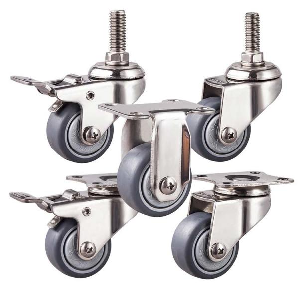 Quality 50mm Diameter 50kg Capacity TPR Stainless Steel Casters for sale