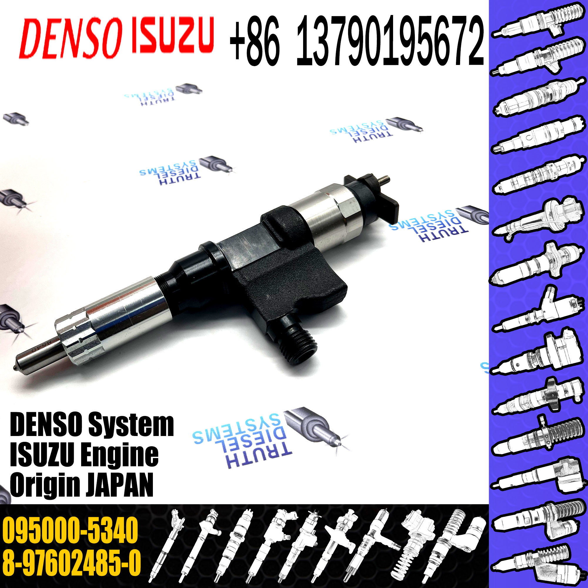 Brand New Common Rail Fuel Injector Assembly 095000-5340 For ISUZU 8-97602485-0