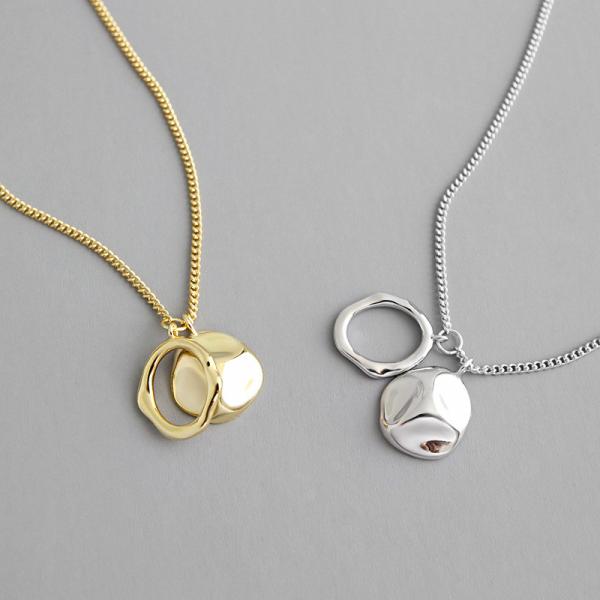 Buy cheap Lanciashow 925 Sterling Silver Clavicle Chain Necklace With Geometric Irregular Circular Rings from wholesalers