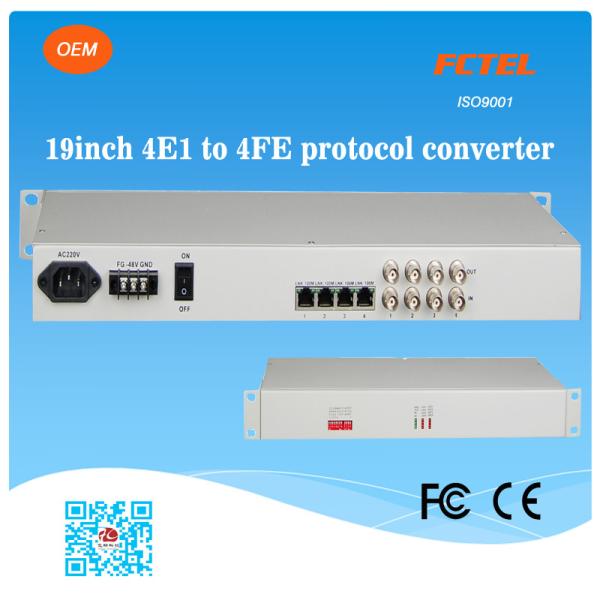 Buy cheap FCTEL 19 inch 75 Ohm 4E1 to 4 Ports 10/100Mbps Ethernet Isolated Protocol Converter from wholesalers