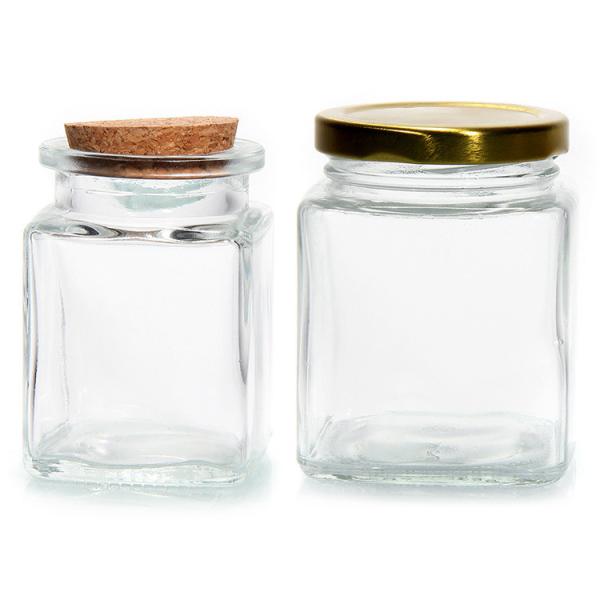 Buy cheap Empty Hexagon Storage Jar Glass kitchen Container with Metal Lids from wholesalers
