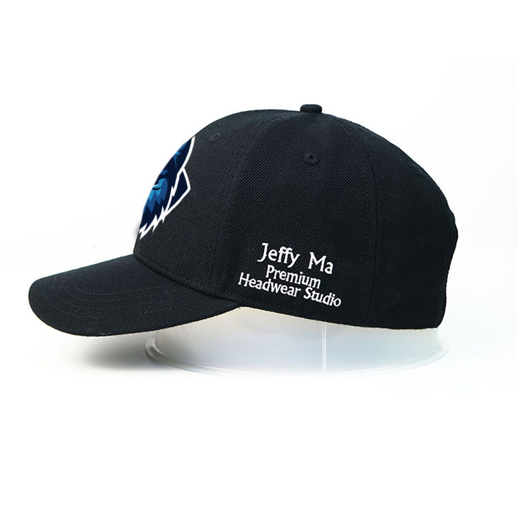 Custom design your own brand ACE inner tape printing black 6panel baseball caps hats
