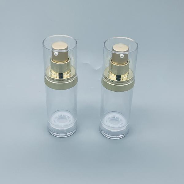 Buy cheap Gold Transparent Plastic Cosmetic Airless Pump Bottles Vacuum Packaging 30ML from wholesalers