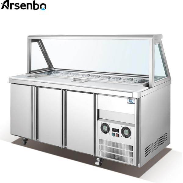 500L Prep Table Commercial Restaurant Refrigerator SUS201 310W With Glass Top