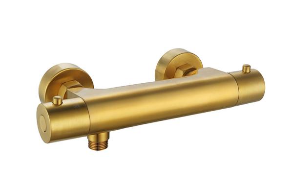 Buy cheap Thermostaic Temperature Adjustable Shower Spout Mixer Brushed Golden Color Brass Tap Faucet OEM Round Classical from wholesalers