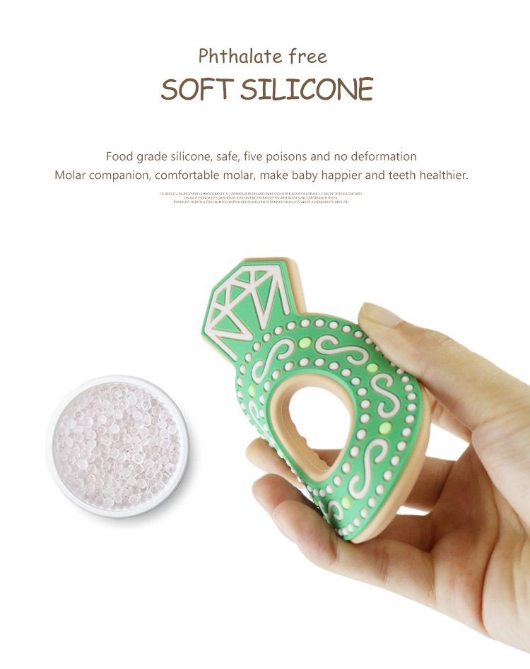 Cartoon Diamond Silicone Baby Teether , Non Toxic Silicone Teething Rings