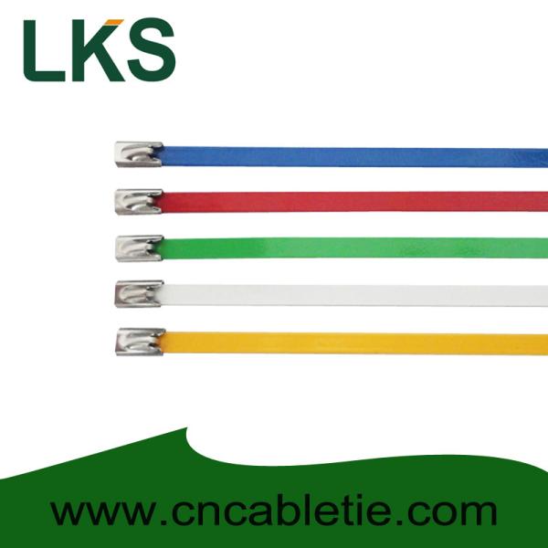Buy cheap 4.6*350mm 201,304,316 grade epoxy polyester coated Ball-lock ss cable ties from wholesalers