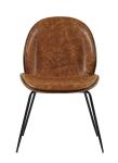 Solid Thin Metal Legs Brown Leather Occasional Chair , Leather Dining Chairs