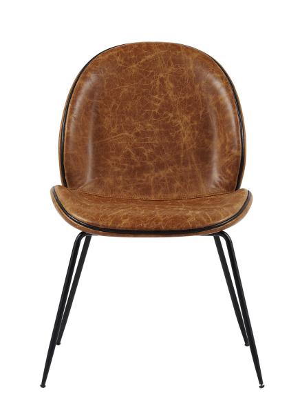 Buy cheap Solid Thin Metal Legs Brown Leather Occasional Chair , Leather Dining Chairs Fiber Glass Frame from wholesalers