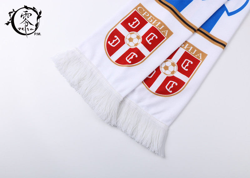 Warm Material Soccer Serbia Fringe Scarf, Woven Fleece World Cup Serbia Team Scarf
