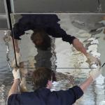Water Wave Shaped Stainless Steel Panels Gold Mirror Finish For Column Cover