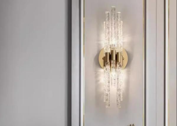 Buy cheap French style living room background wall crystal wall lamp corridor staircase aisle art lighting master bedroom bedside creative wall lamp from wholesalers