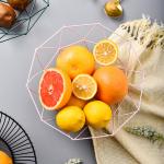 Gold Pink Iron Fruit Basket For Kitchen Table For Organizing Fruits And