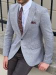 Knitted Grey Purple Business Casual Suit Jacket For Gentlemen