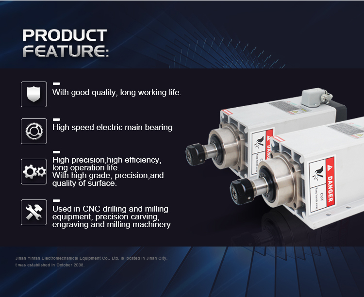 Maximum Torque of 1.59Nm 3.5kw ER20 CNC Router Machine Spindle with Fan Cooling Syste