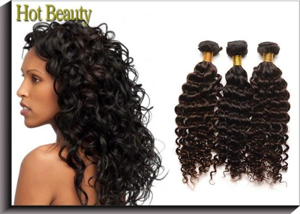 Quality Curly Virgin Brazilian Remy Human Hair Extensions Natural Brown Color for sale