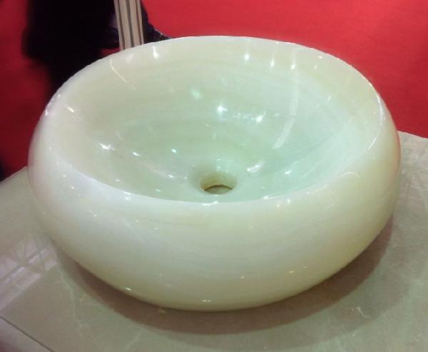 Buy cheap White Jade Countertop Sink Basin Onyx Bathroom Vessel Sink Cream Jade Onyx Washing Basin from wholesalers