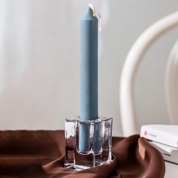 Buy cheap Mini Square Glass Taper Candle Holder Crystal Clear 4 X 4 X 6cm from wholesalers