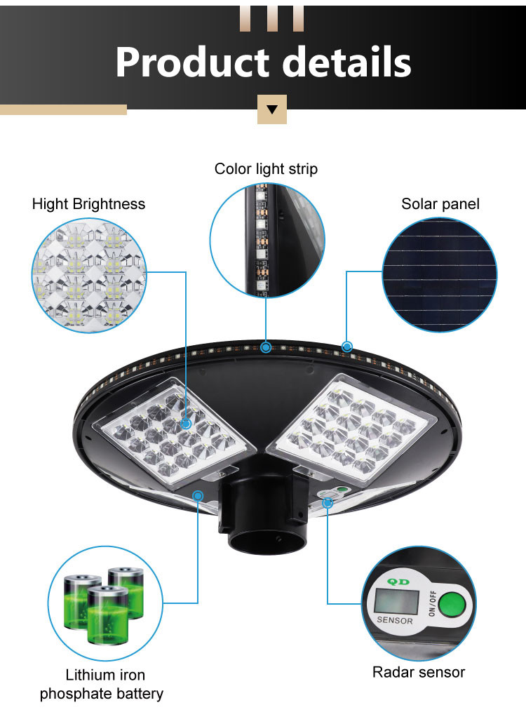 Ip65 Waterproof LED Garden Light Fixtures 150w 300w Abs Housing Solar Garden Lamp
