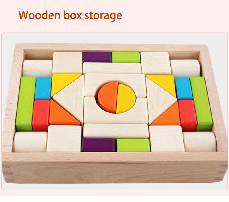 Big 15cm Castle Wooden Building Blocks Toy Stacking 30 Pieces