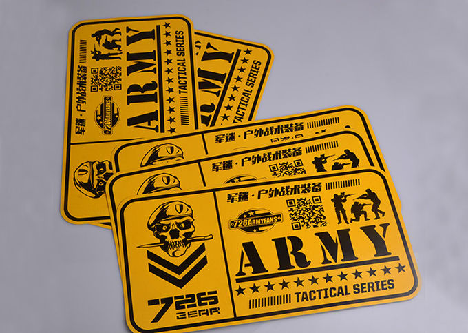 Print yellow and black color outdoor UV resistant army tactical series advertising stickers decals custom