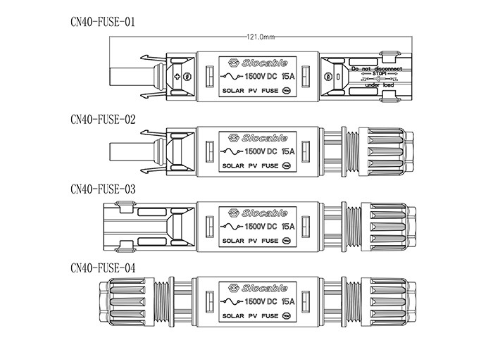 Waterproof IP68 Fuse Holder Connector , 1500V DC MC4 Solar Connector