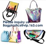 Women Clear Transparent Rainbow Hologram Cosmetic Makeup Travel Wash Clutch Bag