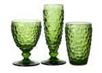 Vintage Green Hand Pressed Wine Glasses 9oz Crystal Wine Goblets