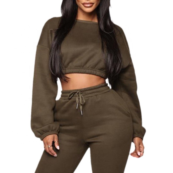 Cotton French Terry Fleece Plain Crew Neck Sweatshirt Crop Oversize Anti Wrinkle