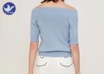 Summer Half Sleeves Cable Knit Jumper Womens Boat Neck Lady Knitwear Anti -