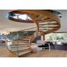 Buy cheap 700 - 1800mm Width Curved Wooden Staircase With Tempered Glass Railing from wholesalers
