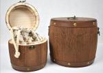 Brown Color Hand Made Wooden Storage Barrels Pine Wood Tea Boxes With Lid
