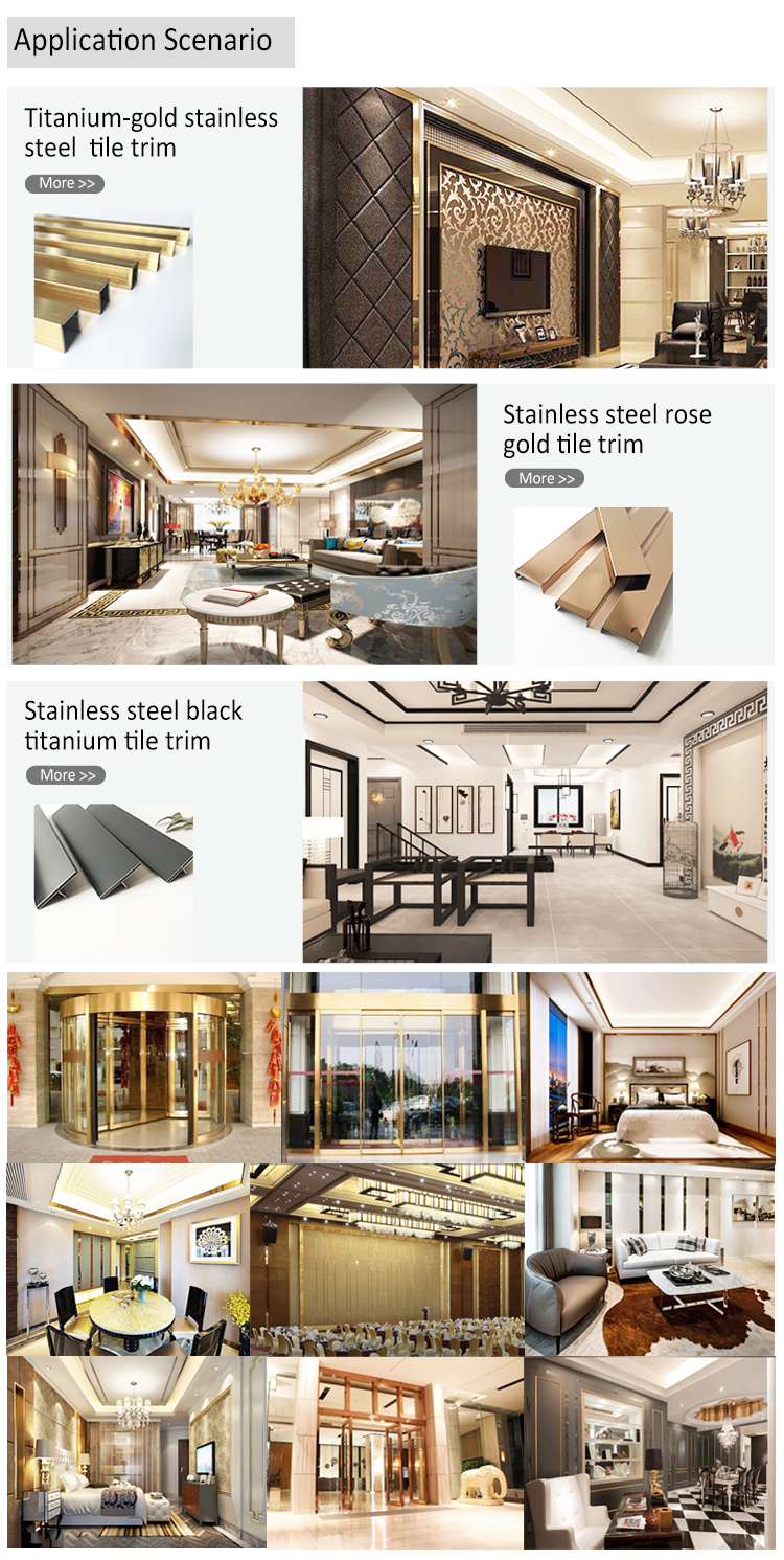 L2023 High Quality Free Sample Stainless Steel Tile Trim Different Shape Polished SS Profile