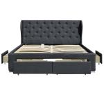 Plywood Linen Fabric Winged Ottoman Storage Bed Double Size