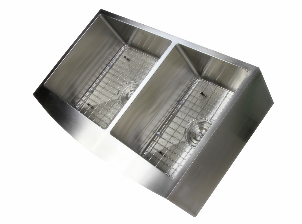 36 Inch Apron Stainless Steel Kitchen Sink Curved Front Farm Brushed Surface / Apron Stainless Steel Kitchen Sink