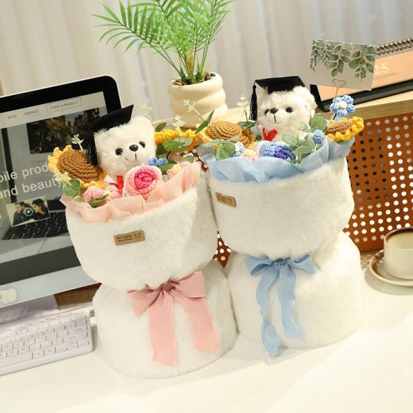 Graduation Plush Bear Bouquet - Floral Gift for Grads, Her & Valentine's Day